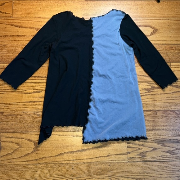 Giselle Shepatin Black and Gray Boho Vintage Mesh Long Sleeve Blouse P - Picture 3 of 3